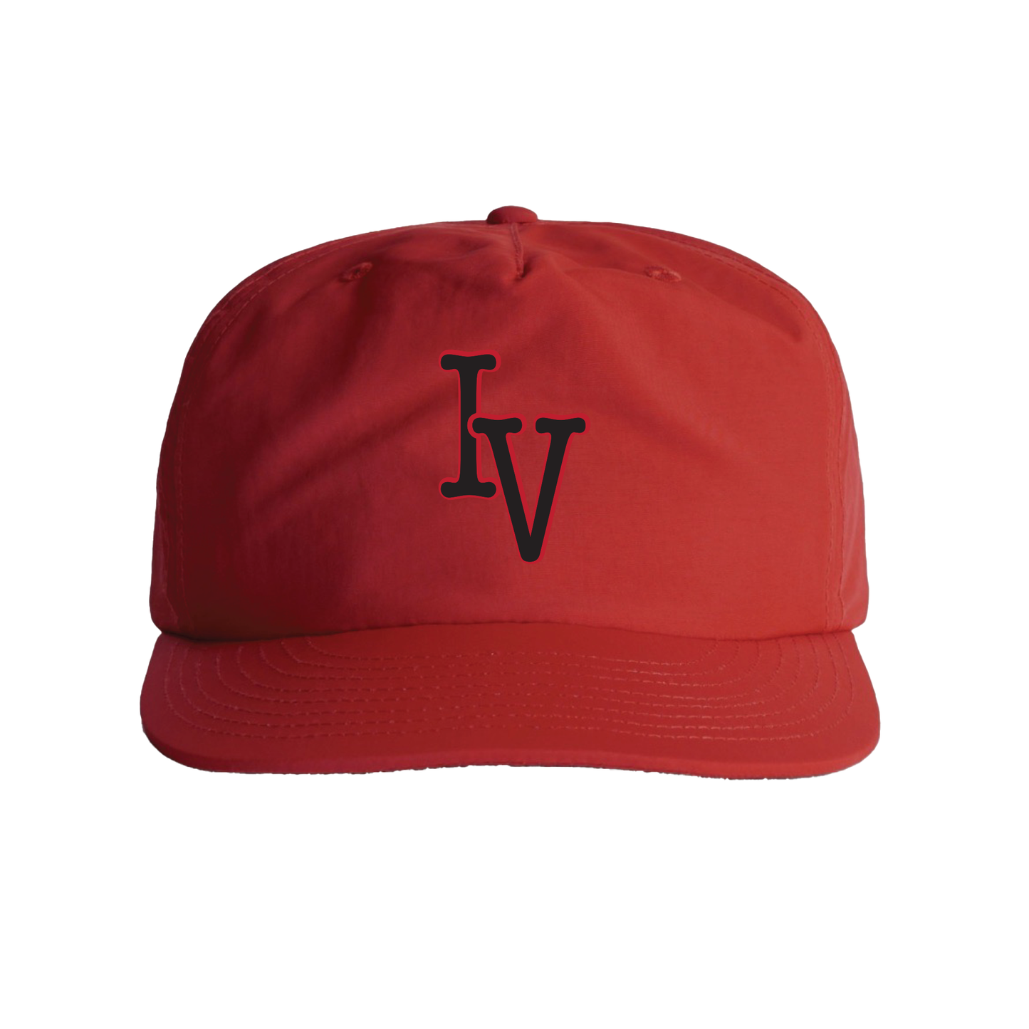 RED NYLON STRAPBACK CAP (MISPRINT: READ DETAILS)